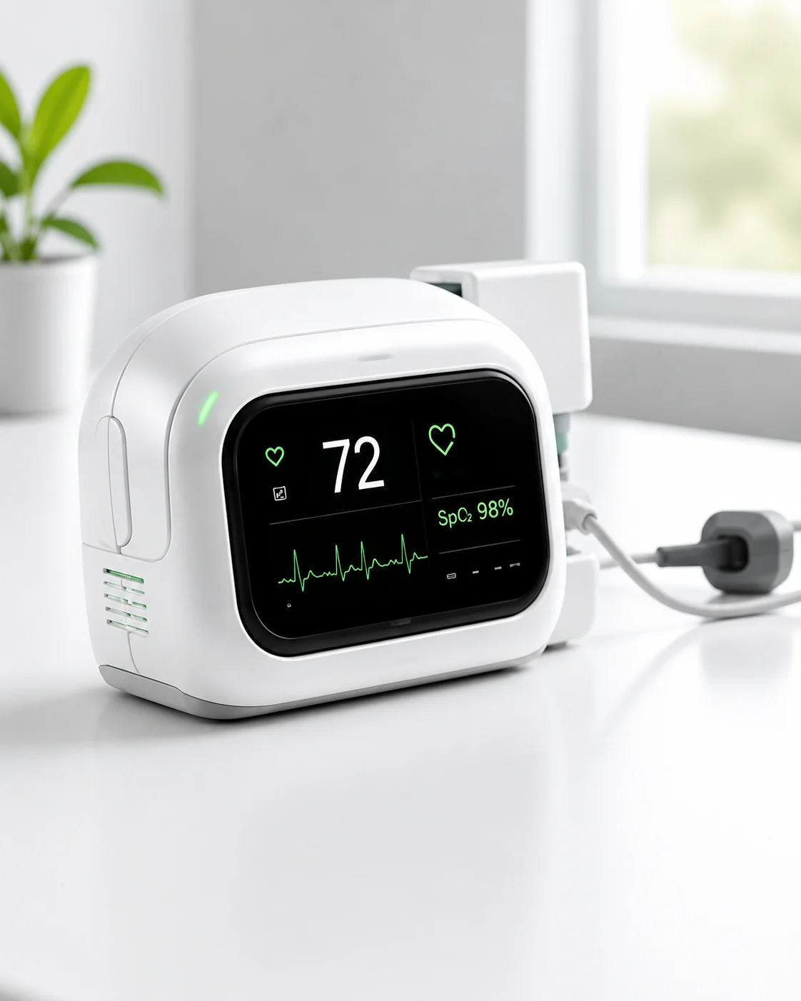 Compact medical monitoring device in a bright clinic