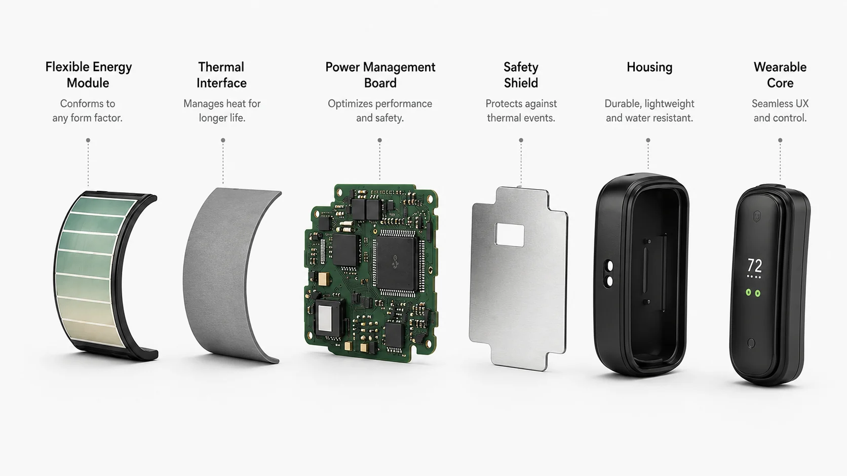Exploded view of wearable integration components